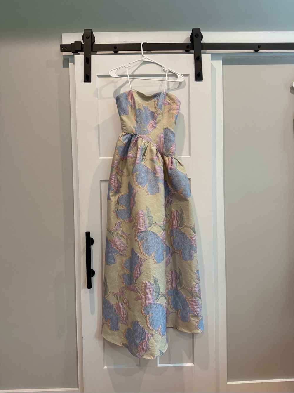 Elliatt Strapless Jacquard Gown in Blush, Lavender and Pale Blue - Picture 6 of 9